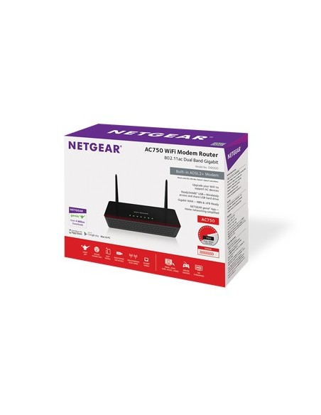 NETGEAR D6000-100PES router wireless Gigabit Ethernet Dual-band (2.4 GHz 5 GHz) 4G Nero