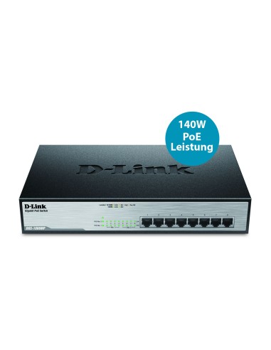 D-Link DGS-1008MP switch di rete Non gestito Gigabit Ethernet (10 100 1000) Supporto Power over Ethernet (PoE) 1U Nero