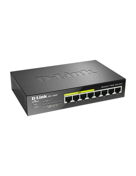 D-Link DGS-1008P switch di rete Non gestito Gigabit Ethernet (10 100 1000) Supporto Power over Ethernet (PoE) Nero