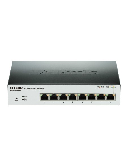 D-Link DGS-1100-08P switch di rete Gestito L2 Gigabit Ethernet (10 100 1000) Supporto Power over Ethernet (PoE) Nero