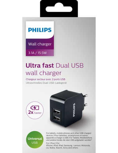 Philips Caricat. USB a parete DLP2307 12