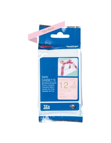 Brother TZE-RE34 nastro per etichettatrice Oro su rosa