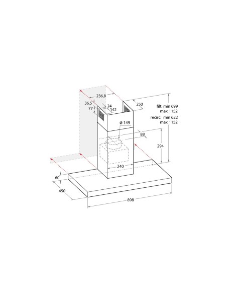 Hotpoint HHBS 9.5 F AM X cappa aspirante Cappa aspirante a parete Acciaio inossidabile 581 m³ h C