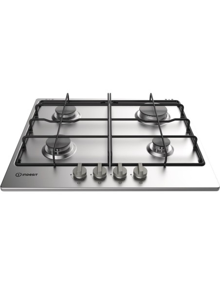 Indesit THP 642 IX I Nero, Acciaio inossidabile Da incasso 60 cm Gas 4 Fornello(i)