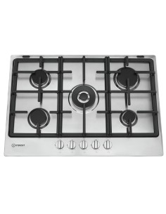 Indesit THP 752 W IX I piano cottura Acciaio inossidabile Da incasso 75 cm Gas 5 Fornello(i)