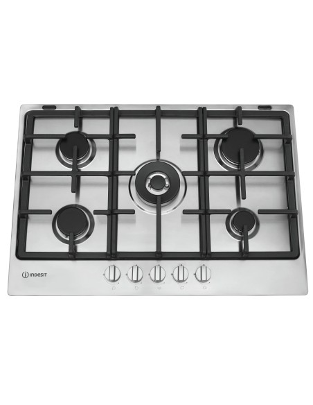 Indesit THP 752 W IX I piano cottura Acciaio inossidabile Da incasso 75 cm Gas 5 Fornello(i)