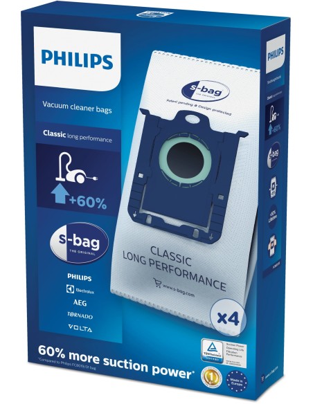 Philips s-bag 4 sacchetti per aspirapolvere