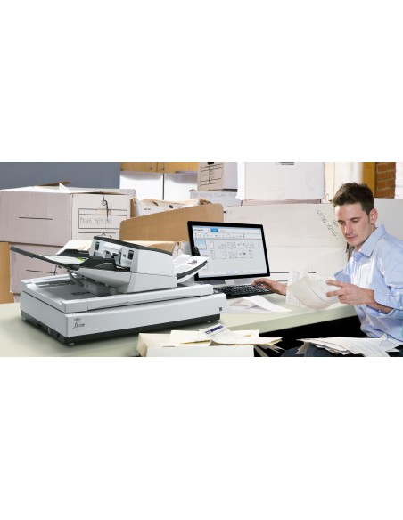Fujitsu fi-7700S Scanner piano e ADF 600 x 600 DPI A3 Nero, Bianco