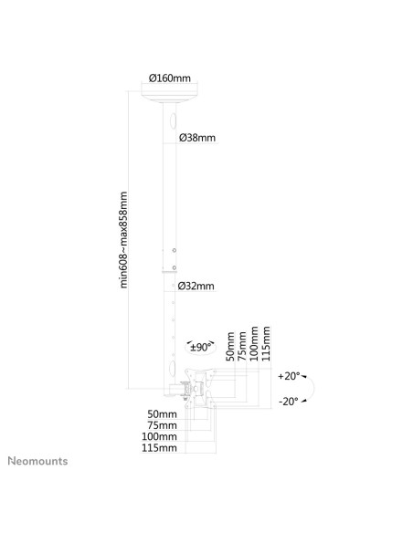 Neomounts by Newstar Supporto da soffitto per schermi LCD LED TFT