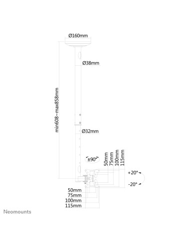 Neomounts by Newstar Supporto da soffitto per schermi LCD LED TFT