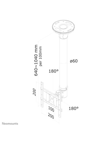 Neomounts by Newstar Supporto da soffitto per schermi LCD LED TFT