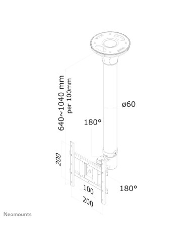 Neomounts by Newstar Supporto da soffitto per schermi LCD LED TFT