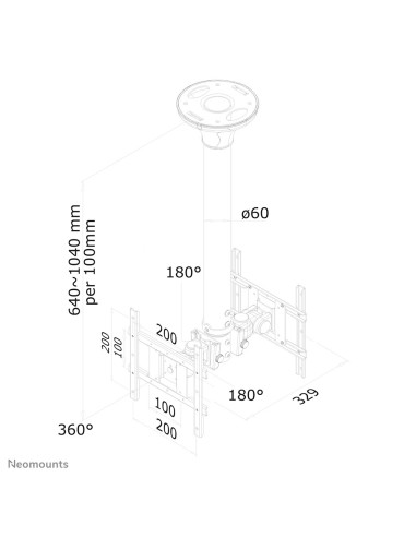 Neomounts by Newstar Supporto da soffitto per schermi LCD LED TFT
