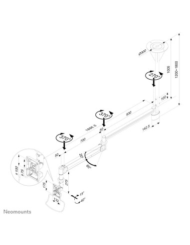 Neomounts by Newstar Supporto da soffito per monitor medicali