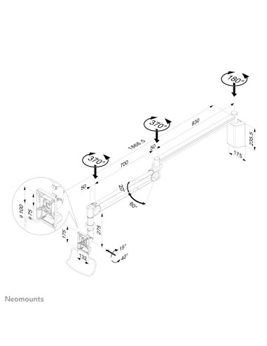 Neomounts by Newstar Supporto a parete per monitor medicali