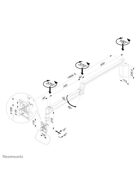 Neomounts by Newstar Supporto a parete per monitor medicali