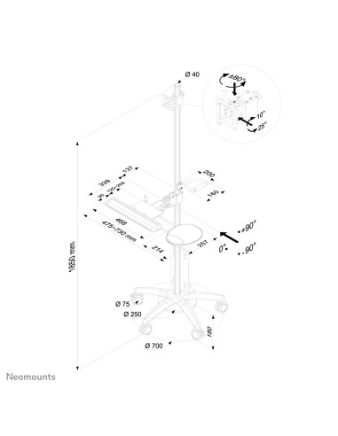 Neomounts by Newstar Stazione di lavoro mobile per monitor
