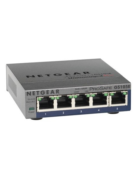 Netgear GS105PE Non gestito L2 Gigabit Ethernet (10 100 1000) Supporto Power over Ethernet (PoE) Grigio