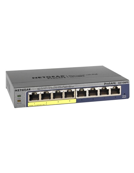NETGEAR GS108PE Gestito Gigabit Ethernet (10 100 1000) Supporto Power over Ethernet (PoE) Nero