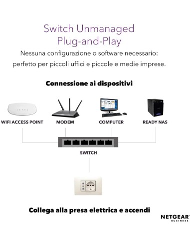 NETGEAR GS305P Non gestito Gigabit Ethernet (10 100 1000) Supporto Power over Ethernet (PoE) Nero