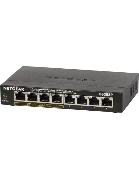 Netgear GS308P Non gestito Gigabit Ethernet (10 100 1000) Supporto Power over Ethernet (PoE) Nero