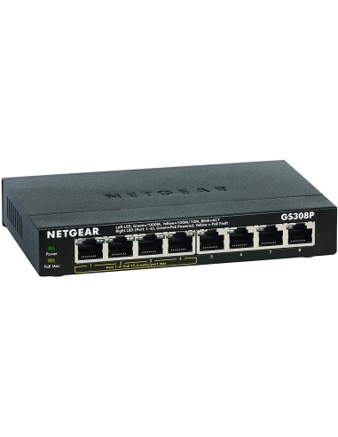 Netgear GS308P Non gestito Gigabit Ethernet (10 100 1000) Supporto Power over Ethernet (PoE) Nero