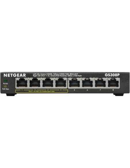 Netgear GS308P Non gestito Gigabit Ethernet (10 100 1000) Supporto Power over Ethernet (PoE) Nero
