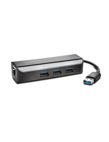 Kensington UA3000E Adattatore Ethernet e hub a 3 porte USB 3.0 - Nero