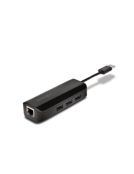 Kensington UA3000E Adattatore Ethernet e hub a 3 porte USB 3.0 - Nero