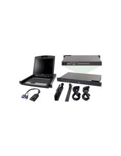APC 2x1x16 IP KVM w  17" Rack LCD & USB VM Server Module Bundle switch per keyboard-video-mouse (kvm) Montaggio rack Nero