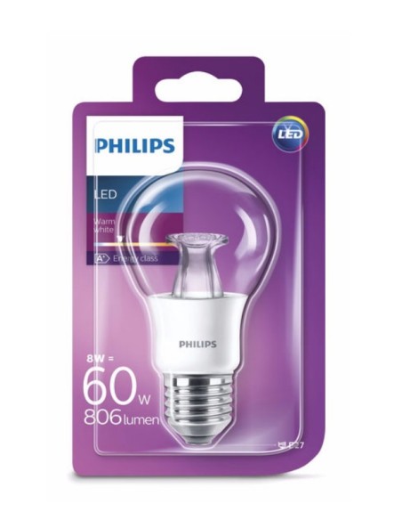 Philips 8W (60W), Clear Lampadina a risparmio energetico E27