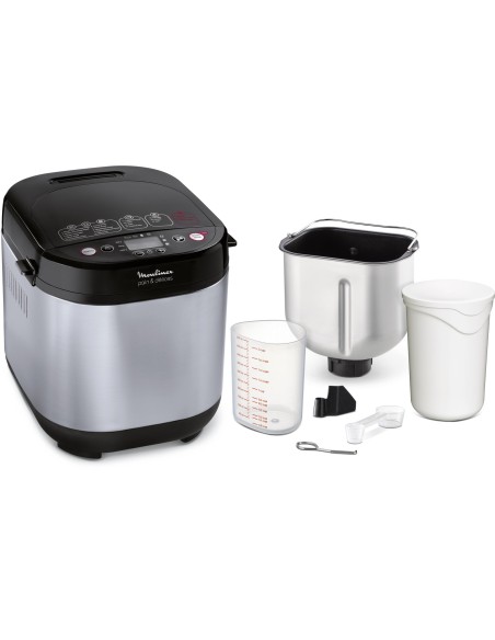 Moulinex OW240E Pain & Delices Macchina del Pane in Acciaio Inossidabile, con Funzione Yogurt, 20 Programmi Automatici di cui 3