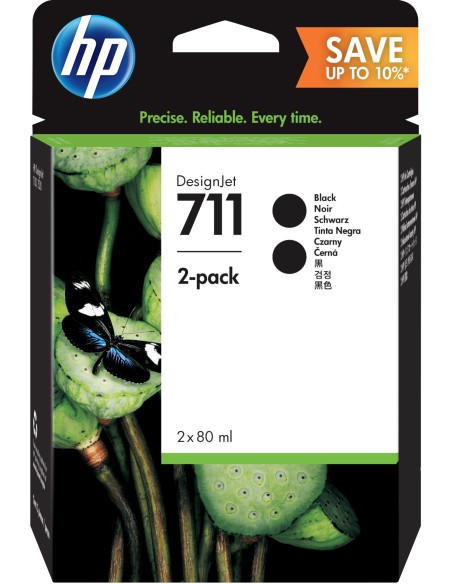 HP Confezione da 2 cartucce di inchiostro nero DesignJet 711, 80 ml