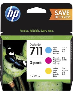HP 3 cartucce di inchiostro DesignJet ciano magenta giallo 711 da 29 ml