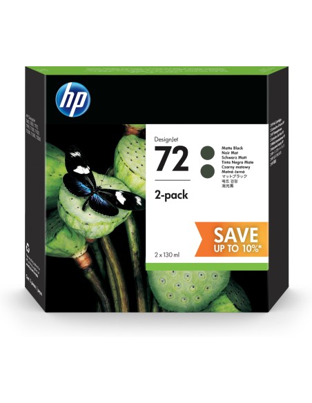 HP 72 2-pack 130-ml Matte Black DesignJet Ink Cartridges cartuccia d'inchiostro 2 pz Originale Resa elevata (XL) Nero opaco