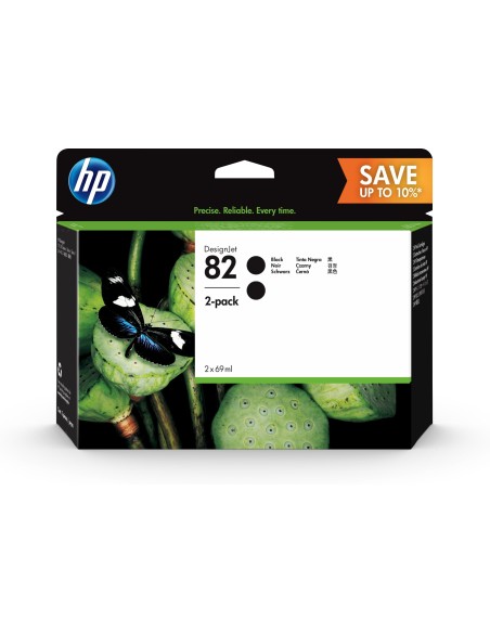 HP 82 2-pack 69-ml Black DesignJet Ink Cartridges cartuccia d'inchiostro 2 pz Originale Resa elevata (XL) Nero