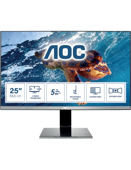 AOC Q2577PWQ LED display 63,5 cm (25") 2560 x 1440 Pixel Quad HD Nero, Argento