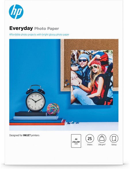 HP Confezione da 25 fogli carta fotografica lucida Everyday A4 210 x 297 mm
