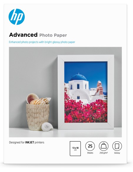 HP Confezione da 25 fogli carta fotografica lucida 13 x 18 cm senza margini Advanced
