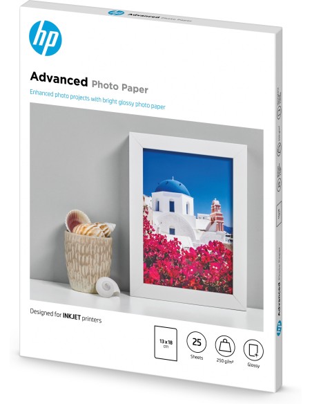 HP Confezione da 25 fogli carta fotografica lucida 13 x 18 cm senza margini Advanced
