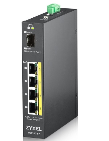 Zyxel RGS100-5P Non gestito L2 Gigabit Ethernet (10 100 1000) Supporto Power over Ethernet (PoE) Nero