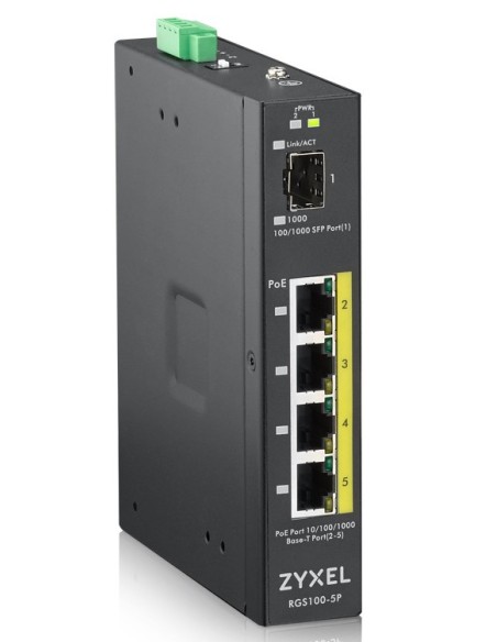 Zyxel RGS100-5P Non gestito L2 Gigabit Ethernet (10 100 1000) Supporto Power over Ethernet (PoE) Nero
