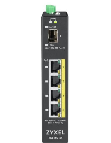Zyxel RGS100-5P Non gestito L2 Gigabit Ethernet (10 100 1000) Supporto Power over Ethernet (PoE) Nero
