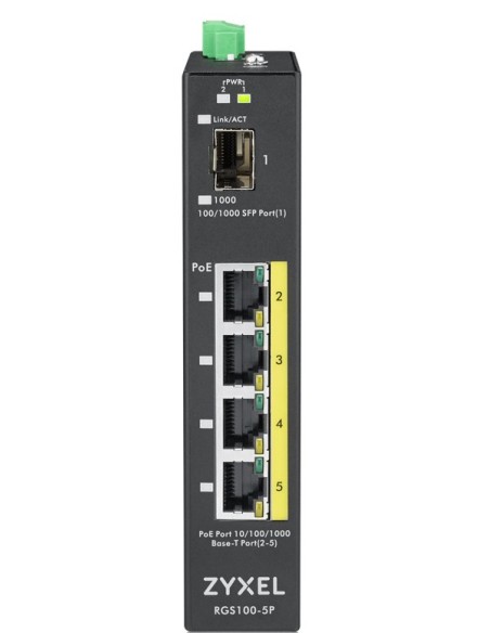 Zyxel RGS100-5P Non gestito L2 Gigabit Ethernet (10 100 1000) Supporto Power over Ethernet (PoE) Nero
