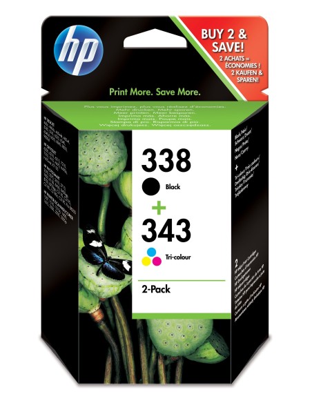 HP Confezione da 2 cartucce originali di inchiostro nero 338 tricromia 343