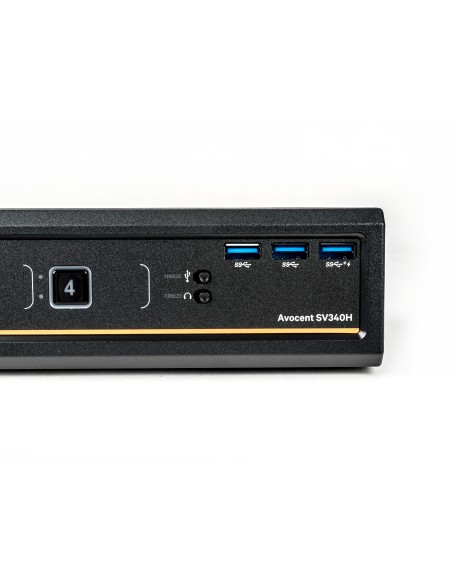 Vertiv Avocent KVM desktop SwitchView, 4 porte, porta display dual-head, USB 3.0 su pannello anteriore, audio, EU