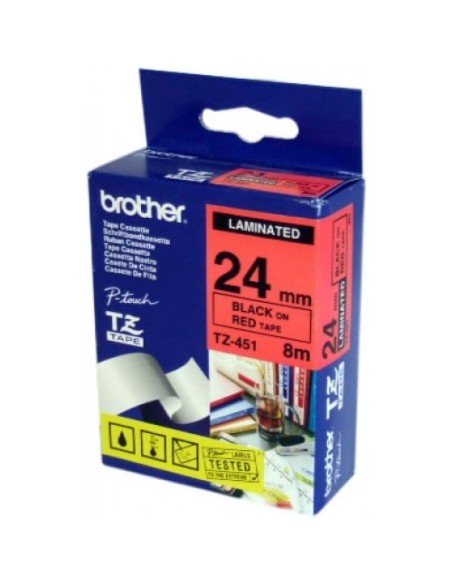 Brother TZ-451 nastro per etichettatrice Nero su rosso