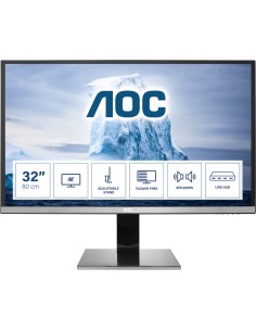 AOC 77 Series U3277PWQU Monitor PC 81,3 cm (32") 3840 x 2160 Pixel 4K Ultra HD LCD Nero, Argento