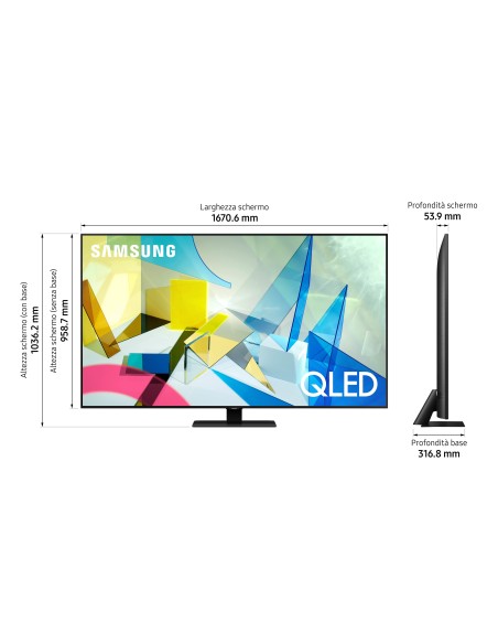 Samsung Series 8 QE75Q80TAT 190,5 cm (75") 4K Ultra HD Smart TV Wi-Fi Nero, Argento
