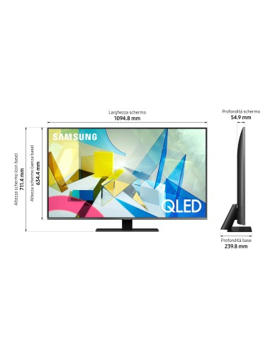 Samsung Series 8 QE49Q80TAT 124,5 cm (49") 4K Ultra HD Smart TV Wi-Fi Nero, Argento
